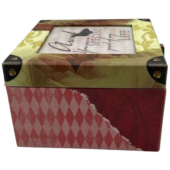 Photo Top Velvet Lined Jewelry Music Box Aunt That's What Friends Are For Song - Picture 9 of 14